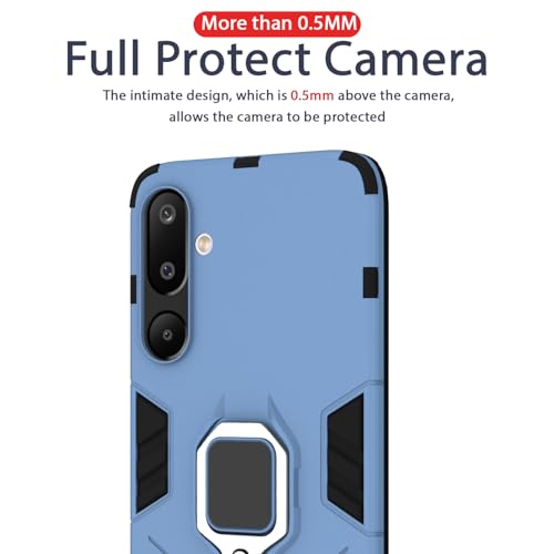 Image of Pikkme Back Cover for Samsung Galaxy M16 5G | 360 Protection Case | Ring Holder Stand D5 Tough Armor Bumper Case (Blue)