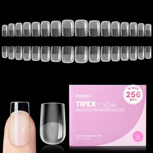 Beetles Tipex Lite Instant Nail Tips, Short Square, 256pcs 16 Siz...
