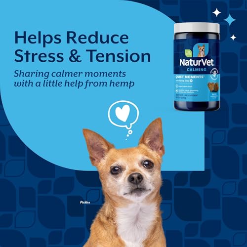 NaturVet Quiet Moments Calming Aid Dog Supplement, Helps Promote Relaxation, Reduce Stress, Storm Anxiety, Motion Sickness for Dogs (Quiet Moments Plus Hemp, 180 Soft Chews) - Image 4
