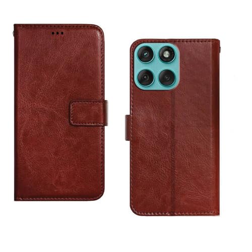 Image of amazon basics Moto Edge 60 Fusion 5G Flip Cover | Card Pockets Wallet & Stand | Flip Cover for Moto Edge 60 Fusion 5G (Brown)