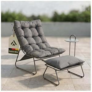 novaterra® 3-teiliges Entspannungssessel-Set mit Fußstütze & Beistelltisch – Outdoor Loungesessel aus Metall mit komfortablen Stoffpolstern für Garten, Balkon & Terrasse