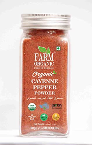 FARM ORGANIC | Organic Cayenne Pepper Powder | 60g | Vegan | Gluten Free | NonGMO | Halal