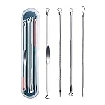 Blackhead Remover Pimple Popper Tool Kit 4 Pcs Acne Comedone Zit Blackhead Extractor Tool for Nose Face,Stainless Steel Whitehead Popping Removal Tool Set