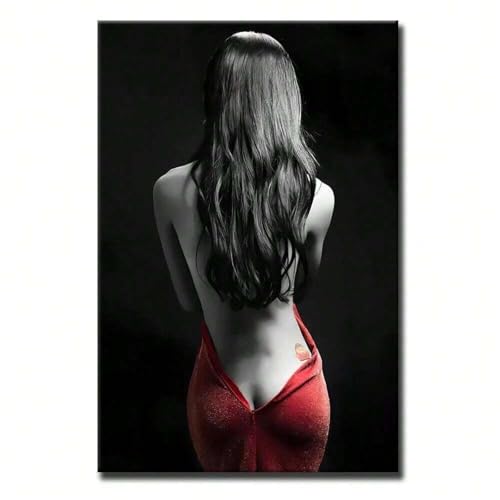 Toile femme nue robe rouge peintures murales encadrées