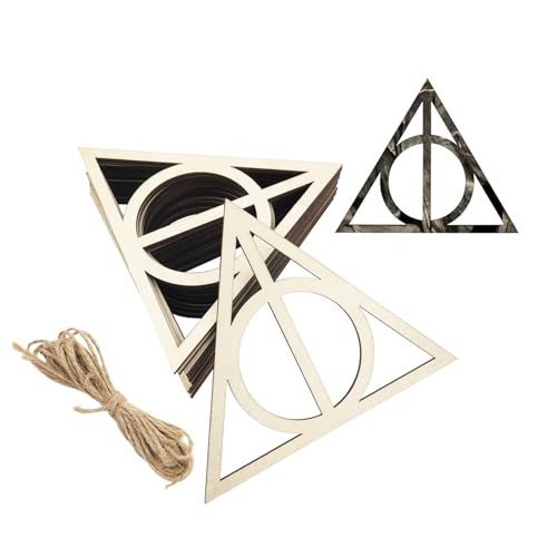 30 Pack 4 Inch Wood Deathly Hallows Cutouts Unfinished Wood Deathly Hallows Crafts Wooden Deathly Hallows Hanging Ornaments DIY Deathly Hallows Craft Gift Tags for Home Party Decoration
