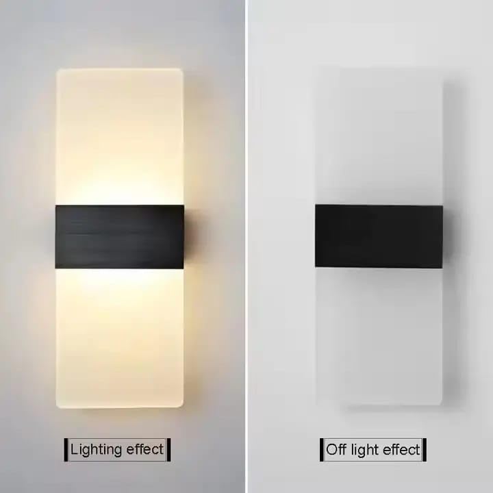 Image of Glowave Black Body Transparent Acrylic Light Design Wall Lamp Lighting Sconce for Living Room Bedroom Bedside - Tricolour (White, Warm White, Natural White) (CY 7776)