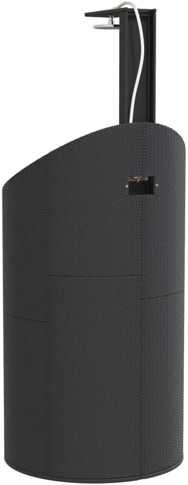 Black PE Rattan Outdoor Shower, Large Twisty Portable Spa Shower for Home, Durable Weather-Resistant Designed Outside Unit for Garden & Poolside Living Space