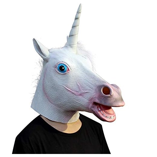 CreepyParty Fiesta de Disfraces de Halloween Máscara de Látex Cabeza de Animal Unicornio Máscara de Carnaval