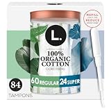 L. Cotton Tampons Regular/Super Absorbency Multipack, Contains an Organic Cotton Core, Made Without Synthetic...