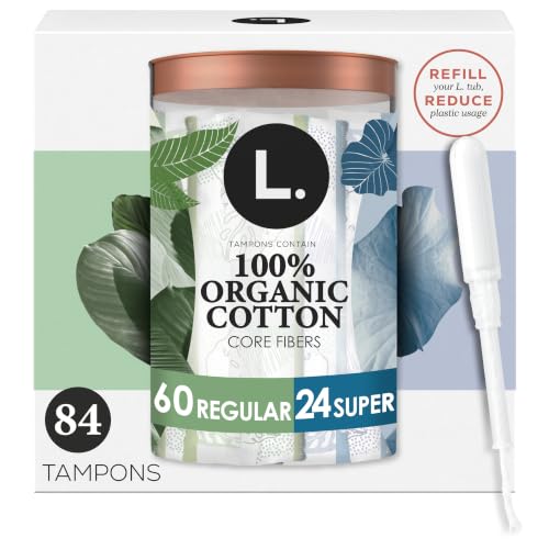 L. Cotton Tampons Regular/Super Absorbency Multipack, Contains an Organic Cotton Core, Made Without...