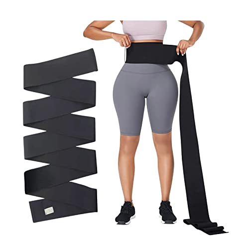 Lueweilife Waist Trainer For Women Lower Belly Fat Wrap Waist Trimmer Plus Size Compression Tummy Control Belt (L-16.4Ft Long) Black #TOP1