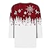3/4 Length Sleeve Womens Christmas Tops Xmas Glass Tree Snowflake Graphic Tees Vneck Casual Comfy Holiday Blouses, Womens White Blouse, White, XXL