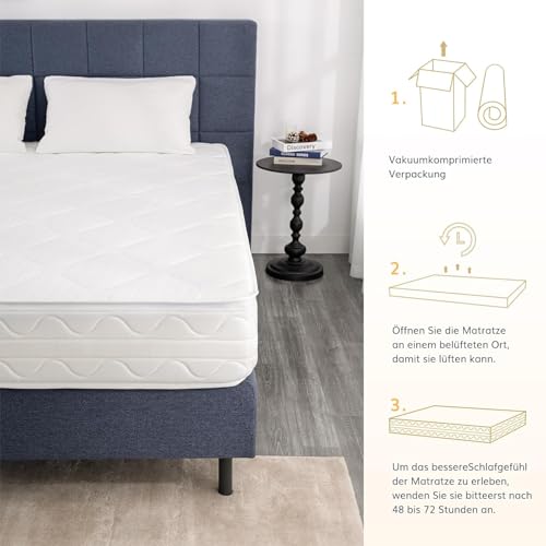 EGO Home Matratze 90x200-23 cm H3 7-Zonen Kaltschaummatratze mit Viscoschaum,Ergonomisch,Weich & Druckentlastend,Atmungsaktiv,Bezug Waschbar, Öko-Tex Zertifiziert