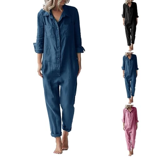 Combinaison en lin pour femme coupe ample et élégante en coton léger