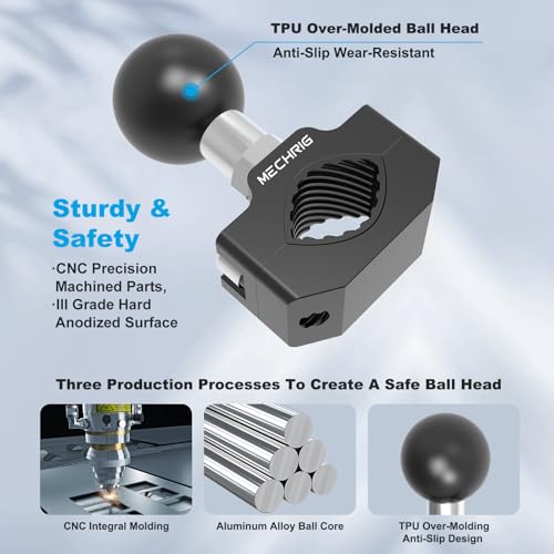 Image of Aluminum Alloy Handlebar Clamp Mount, Medium U-Bolt Base with 1 inch Ball Head Compatible With RAM Mount Double Socket Arm & Motorcycle Ebike Phone Holder,Fit for 0.59 inch to 0.87 inch Diameter,78014