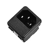 uxcell 10A 250V AC 3 Pin IEC320 C14 Male Inlet Connector Plug Power Socket Iron Copper Square TUC Outlet 1Set