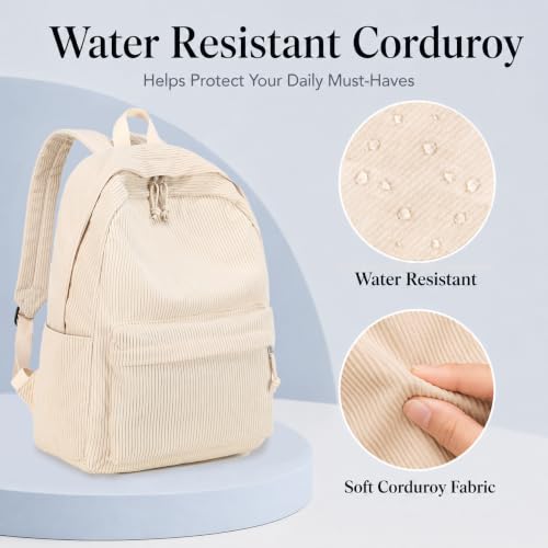Image of BTOOP School Backpack for Teens Girls, Cute Corduroy Bookbag Lightweight 15.6 inch Laptop Bag for Women Casual High School College
