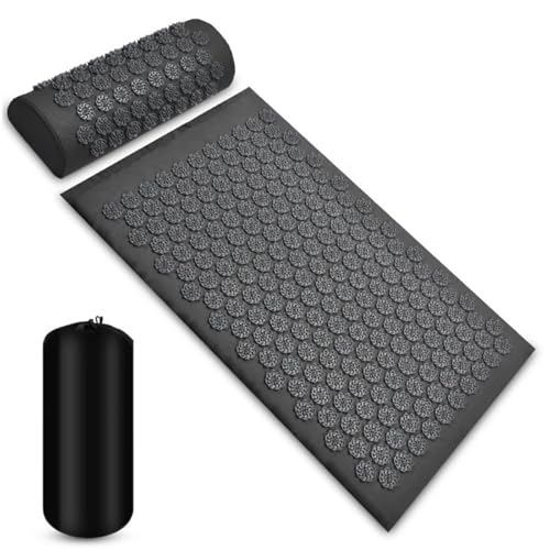 Esterilla acupresión yoga y almohadilla de masaje muscular para espalda gris