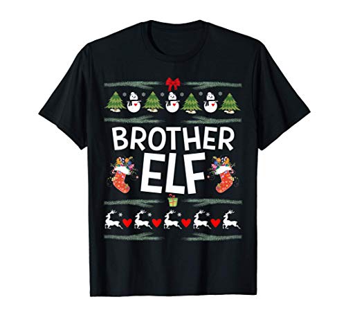 Christmas Brother Elf Matching Family Christmas Morning Maglietta