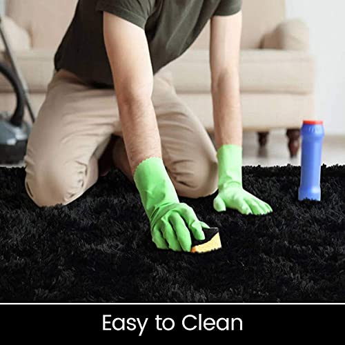 Iseau Oval Rugs For Bedroom Carpet Modern Shaggy Area Rug For Kids Room Extra Comfy Fluffy Rugs For Home Decor Mats, 2.6 X 5.3Ft, Black #TOP5