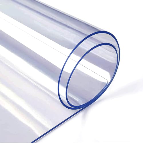 jxgzyy Clear PVC Tablecloth Table Protector 100 x 200 cm Transparent Waterproof Table Cover Wipeable Table Cloth Waterproof Clear Tablecloth For Dinning Room Table