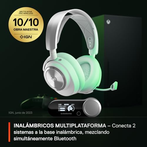 SteelSeries Arctis Nova Pro Wireless X Blanco – Cascos Xbox Inalámbricos y Multisistema – Controladores magnéticos de neodimio – Cancelación de ruido – Infinity Power System – XB, PC, PS5, Switch 2 3