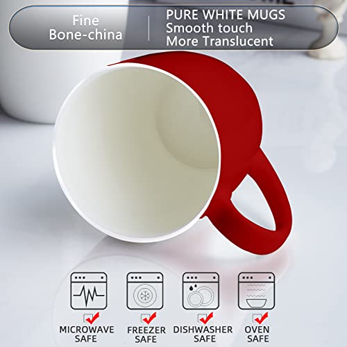 Gang Rinpoche Red Porcelain Coffee Mugs Set Of 4, Luxury 12 Oz Luxury Fine Bone China Coffee Cups Ceramic Lightweight Cups For Tea, Cappuccino, Latte, Cocoa #TOP2