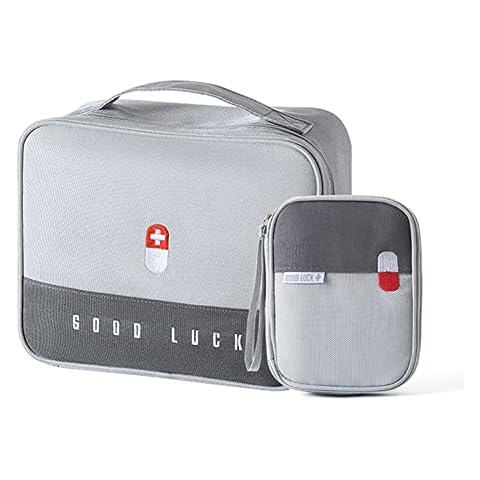 Souarts First Aid Bag Empty, Waterproof Emergency Medic Trauma Bag, Medicine Bag For Traveling ,Home Hiking Camping Car Office(Large and Small,Grey) Cover