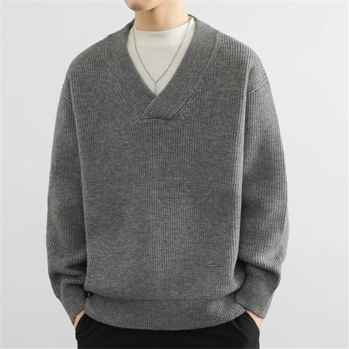 Men's V-Neck Sweater Loose Knit Pullovers Long Sleeve Casual Pullover Knitted Sweaters2