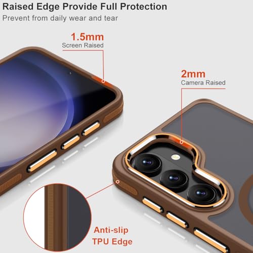 Image of MALEWOLF Stand Case for Samsung Galaxy S26 Compatible with Magsafe, Translucent Magnetic Cover [Military Grade Protection] [Anti-Slip Technology], Color Hybrid Galaxy S26 Phone Case (Brown)