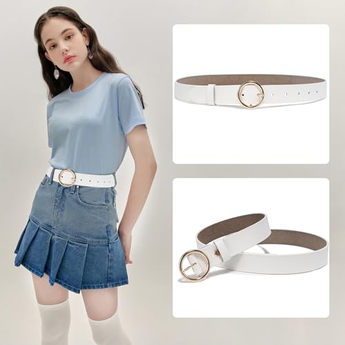 zency Soft Wide Leather Women Belts Fashion Round Pin Buckle Waist Belt For Jeans Pants Dresses2