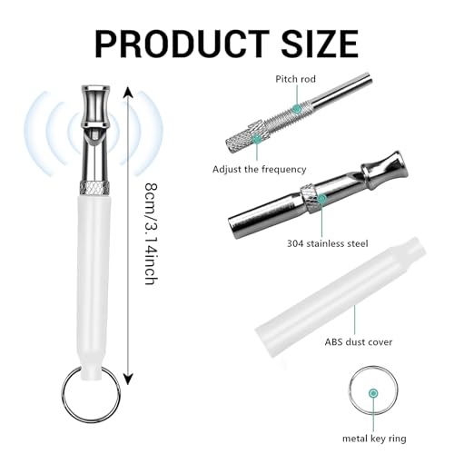 image for QIYUDA 2 Pcs Dog Whistle with Lanyard, Adjustable Ultrasonic Silent Re