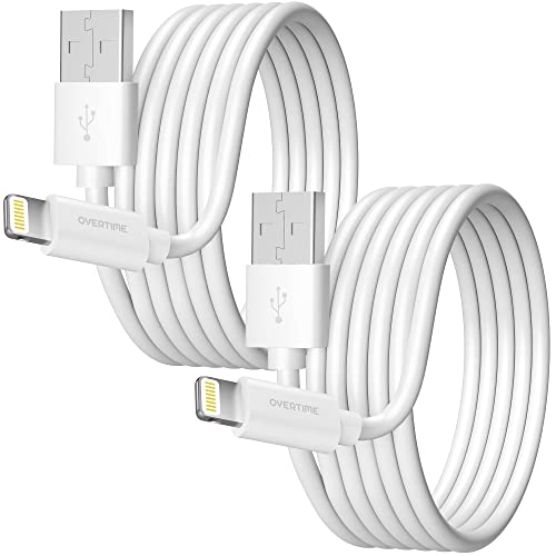 iPhone Charger Cable 10 Foot (2 Pack), Overtime Apple MFi Certified Lightning Cable 10ft USB Cord for iPhone 13/12/11/Pro/Max/Mini/SE/XR/XS/X/8/7/Plus/6/6S, iPad/iPad Air 2/Mini 4/3/2, White