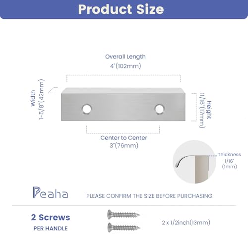 Image of Goldenwarm Brushed Nickel Cabinet Handles 3 Inch 10 Pack, Finger Pulls for Cabinets, Edge Pull for Dresser Drawers, Aluminum Alloy, Modern Kitchen Hardware for Dresser Bathroom Closet and Cupboard
