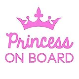 Princess on Board Decal Vinyl Sticker| Cars Trucks Vans Walls| PINK | 6 in| KCD509