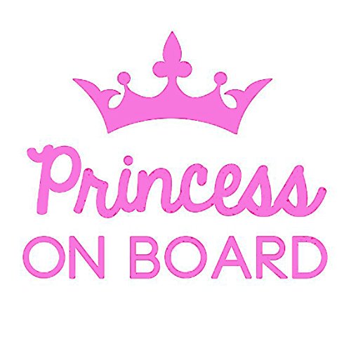Princess on Board Decal Vinyl Sticker| Cars Trucks Vans Walls| Pink | 6 in| KCD509