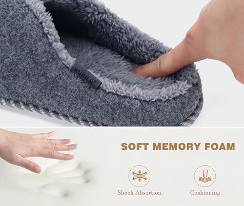 Image of KuaiLu Womens Supportive Memory Foam Slippers Felt Fuzzy Lined Heel Cushion Lightweight House Shoes for Indoor Outdoor