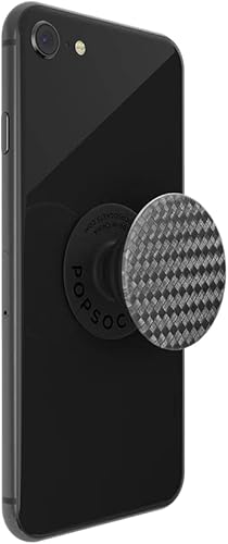 Vista 114 de PopGrip de PopSockets: Agarre y soporte para teléfono, plegable, parte superior intercambiable, blanco sobre negro