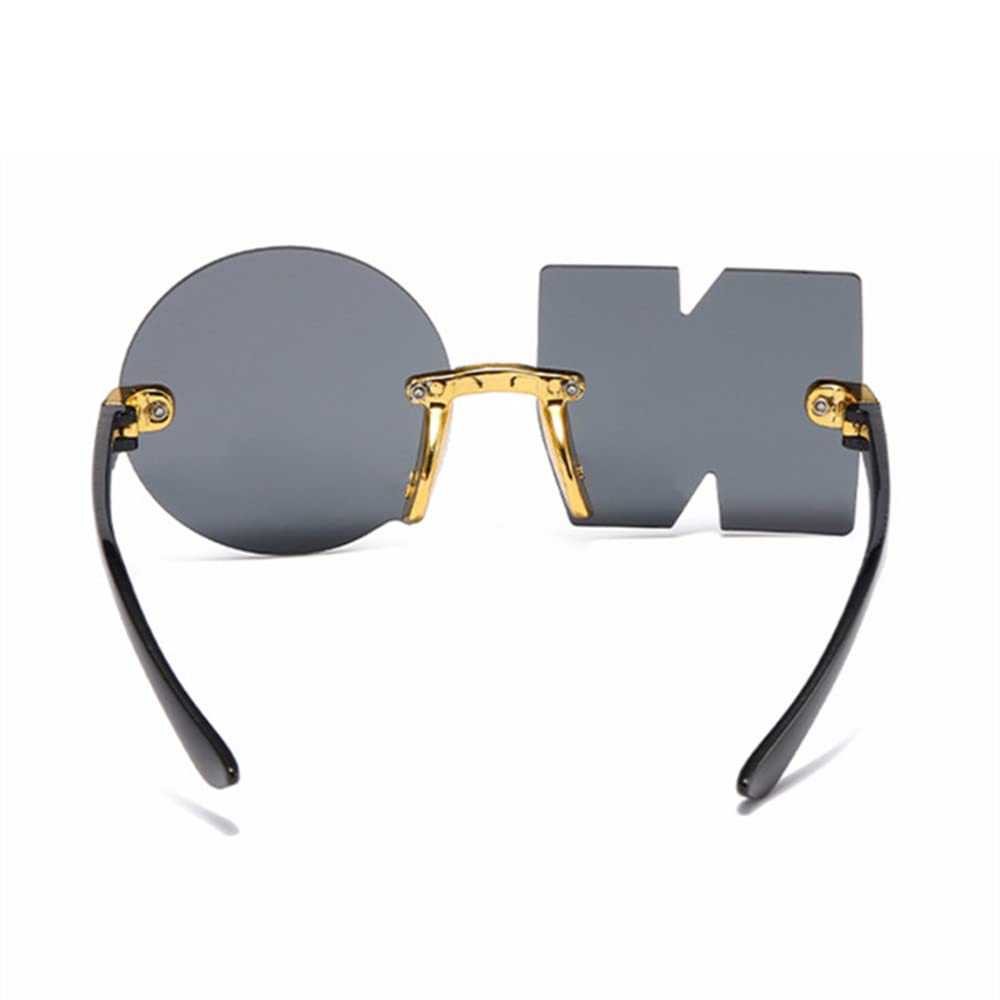 Gafas de Sol para Gafas Punk de Gran tamaño Irregulares sin Marco polígono UV400