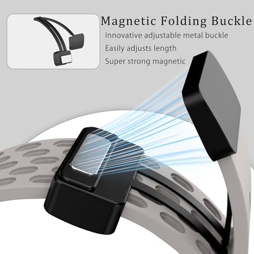 SumNeol Silikonowa bransoletka kompatybilna z Huawei Band 11 / Band 11 Pro, dla mężczyzn i kobiet, magnetyczna, oddychająca, sportowa bransoletka do zegarka Huawei Band 11 / Band 11 Pro, szara