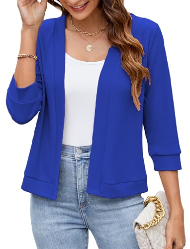 Image of Hount Womens 3 /4 Sleeve Cropped Cardigans Lightweight Casual Open Front Bolero Shrugs Sweaters
