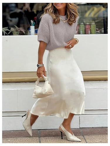 Image of GORGLITTER Women's Puff Short Sleeve Crop Cropped Sweaters Top Cute Outfits | Old Money Outfits Women, Date Night Outfit for Women, Going Out Tops Trendy, Knit Tops Sweater