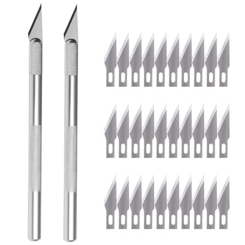 JRYXDS 2 Piezas Cutter Con 30 Cuchillas Hobby Knife Cutter Manualidades Para Herramienta Bricolaje Trabajos Artesanales