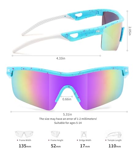 Image of FEISEDY Kids Polarized Sports Sunglasses, TR90 UV400 Baseball Cycling | LightWeight Wrap-Around for Boys Girls, TAC Polarized Lens blocks 100% UVA /UVB, Baseball /Softball /Cycling /Running B2454