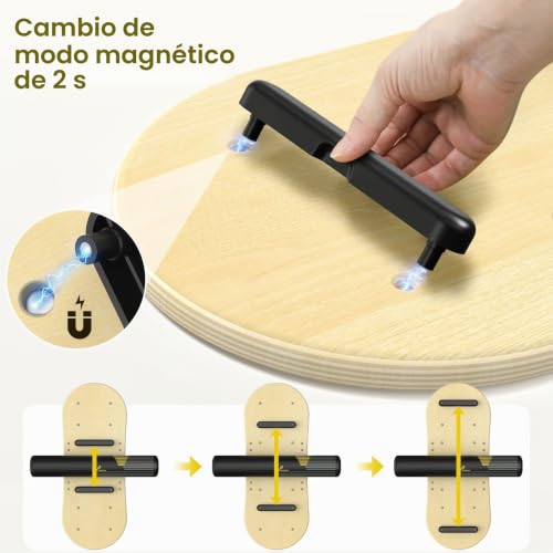 Miniatura 4 de Sportneer Tabla De Equilibrio De 7 Modos, Tabla De Equilibrio Para Interiores, Tabla De Surf Con Topes Ajustables, Tabla De Equilibrio De Madera, Rodillo Y Bola De 7 Cm Incluidos