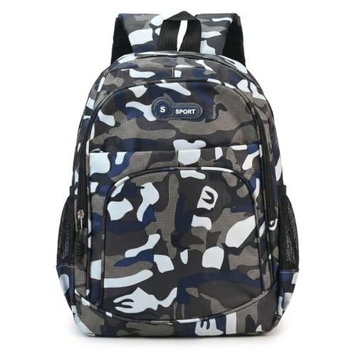 Image of YancLife Boys School Bag - Small Boys Backpack, Lightweight Student Casual Daypack, Fashion Kids Backpacks for Campus Outdoor Travel Sports Toddler Primary School (Camouflage Black)