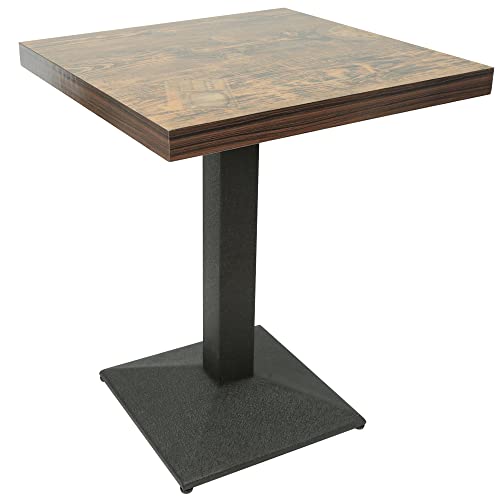 LANTUS Mesa para Bar | Mesa de Madera Cuadrada | Incluye Pie Central de Hierro Estilo Industrial o Nórdico Mesa de Cocina Mesa de Centro Mesa de Comedor Mesa de bistró (60 * 60 * 75cm (Reloj Retro))