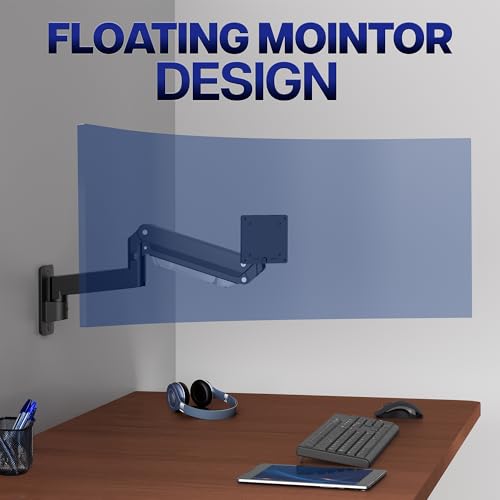 VIVO Premium Aluminum Heavy Duty Monitor Arm for Ultrawide Screens up to 49 inches and 20 kg, Single Wall Mount, Pneumatic Height, Max VESA 100x100, Black, MOUNT-V101G1 - Image 8