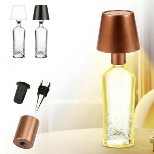 AddLiving Lampe à bouteille LED | Lampe à batterie avec fonction tactile | Lampe de chevet à intensité variable | Abat-jour | 3 couleurs de lumière | 56 LED | Résistant aux intempéries IP44 | Bottle