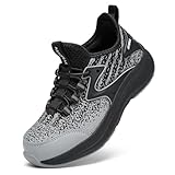 ARTOPEAK Wide Toe Box Kids Slip-On Sneakers with Arch Support Lightweight Orthopedic Athletic Tennis Shoes for Youth Big Boys Cushioned Running,Walking & Flat Feet Black/Grey Size 5